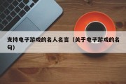 支持电子游戏的名人名言（关于电子游戏的名句）
