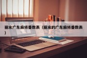 丽水广东麻将番数表（丽水的广东麻将番数表）